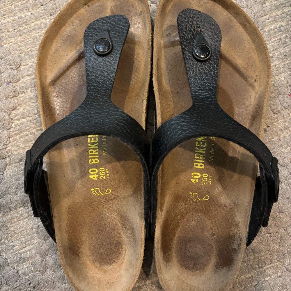 Birkenstock pebbled birkofloor black gizeh 40 regular